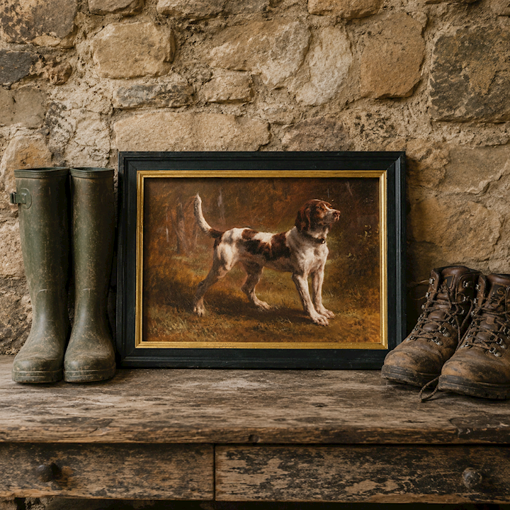 FRAMED SPANIEL 41x31cm